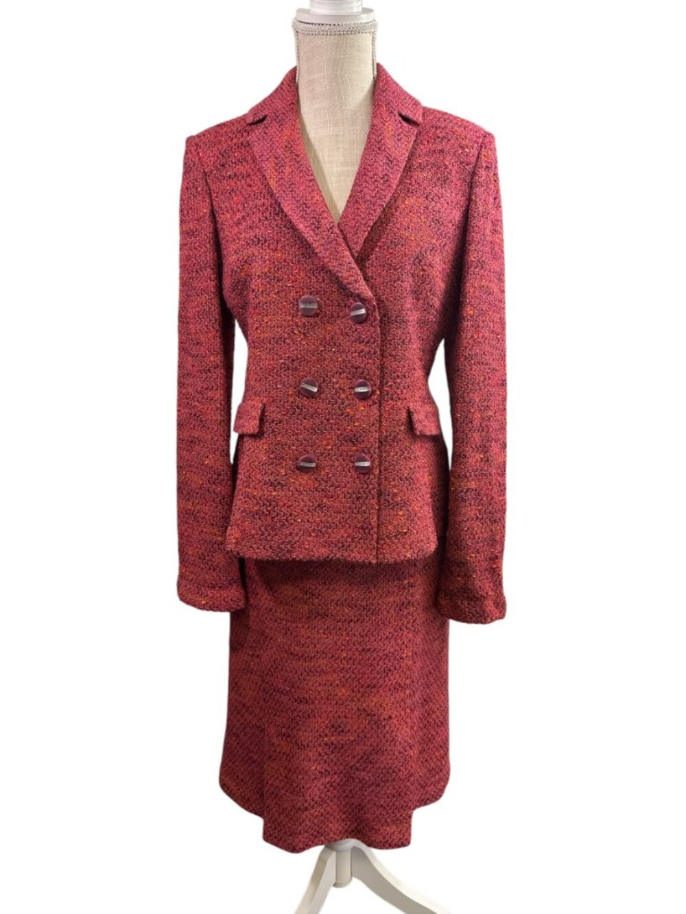 St John Collection Knit Suit Set Tweed Blazer Jacket sz 8 Skirt sz 10